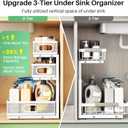 Kitstorack Under Sink Organizer, 2-Pack 3-Tier Height Adjustable Thickened Metal Pull out Cabinet Organizer Shelf, Slide out Storage Drawer Rack for Bathroom Kitchen Pantry Home Laundry Organization
