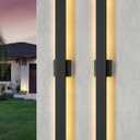 EDISHINE 2 Pack Modern Outdoor Wall Lights Dimmable, 39.3" Linear Led Exterior Wall Light, 3CCT, Iron & PC, IP65 Waterproof, Long Exterior Lighting Fixtures for Front Door, Stair, Black (39.4 in)