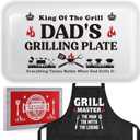 Dad Gifts for Fathers Day Birthday,Best Dad Ever Gifts from Daughter and Son,Funny BBQ Grilling Platter with Apron Sets Gift for New Step Bonus Daddy Papa