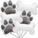 DYT 6 Pcs Dog Bone & Paw Print Foil Balloons, 30 Inch, White, Reusable, Pet Birthday Party Decoration Supplies