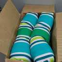 Pillow Perfect Stripe Indoor/Outdoor Chair Seat Cushion, Tufted, Weather, and Fade Resistant, 19" x 19", Blue/Green Aruba, 2 Count