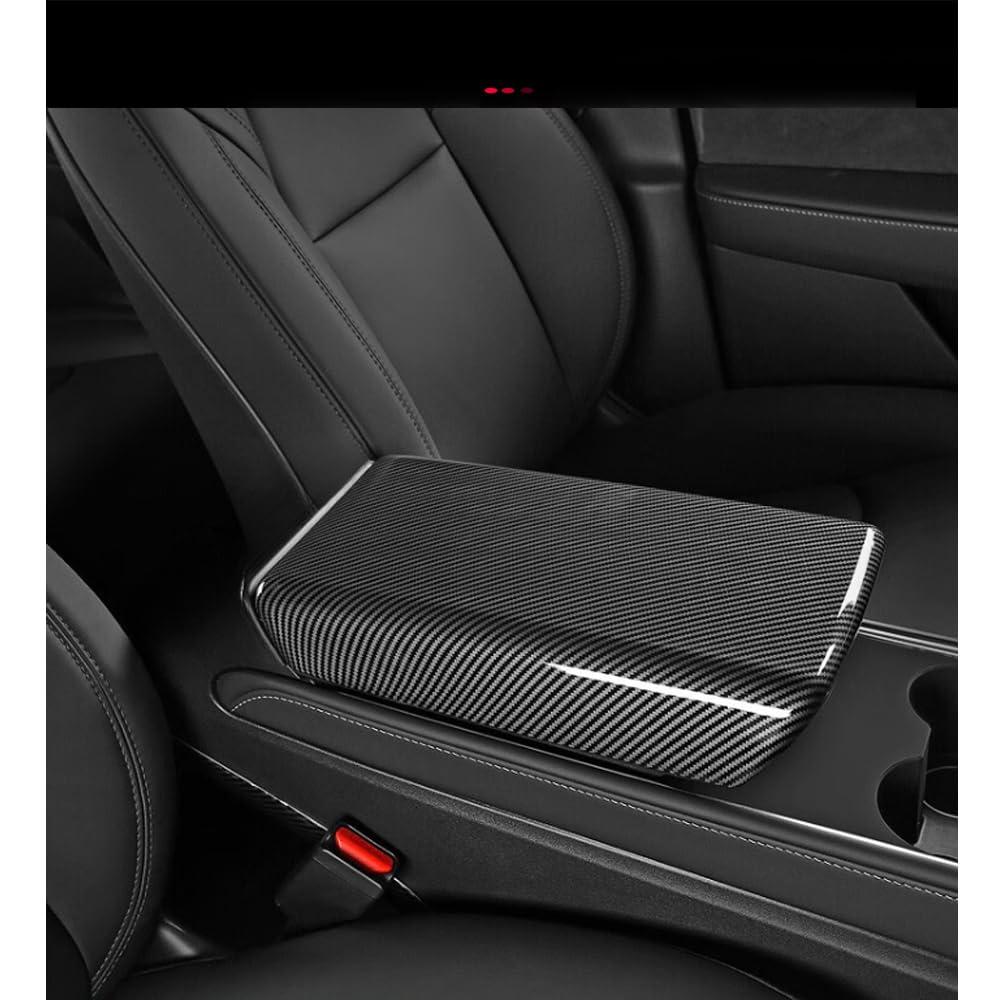 StarYtbl Tesla Model 3 / Y Arm Rest Cover & Center Console Cover, Compatible with 2017-2023 Model 3 and 2020-2024 Model Y, ABS Material Scratch Resistant (Gloss Carbon Fiber Pattern)