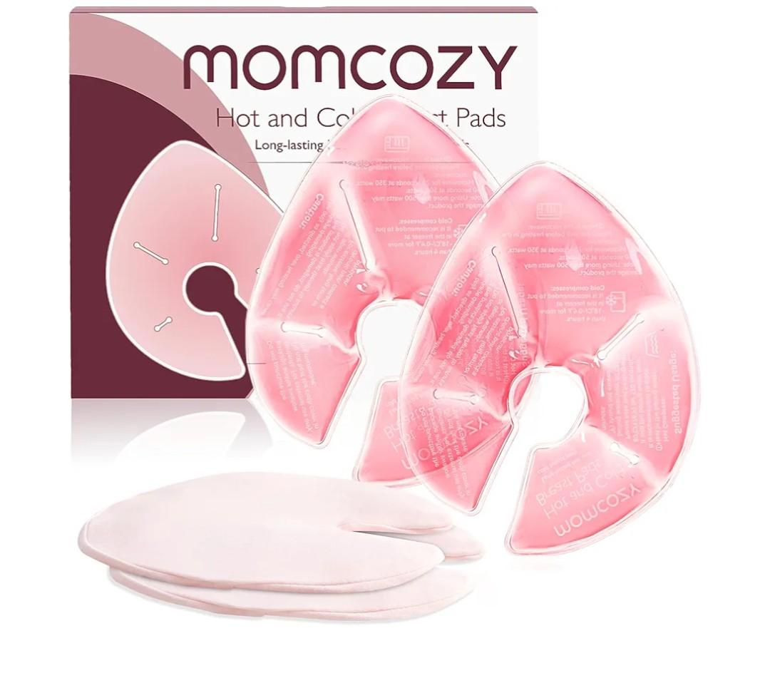 Momcozy Larger Breast Therapy Packs, Hot and Cold Breast Pads with 2 Soft Covers, Breastfeeding Essentials，2 Pack，Pink