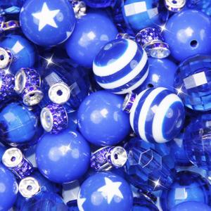 106Pcs 20mm Beads for Pens Making with Rondelle Spacer Beads Dark Blue Acrylic Focal Bubblegum Bead Crystal Round Sparkly Chunky Bead for Pens Beadable Keychain DIY Craft Jewelry Making Supplies
