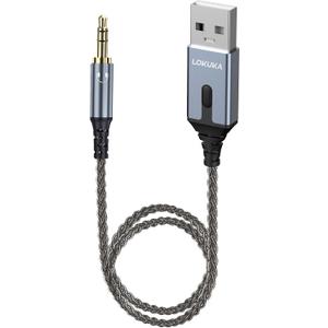 Bluetooth 5.3 to Aux Adapter for Car or Speaker, 3.5mm Bluetooth Receiver with 8-Strand Single Crystal Copper Cable, Aluminum Alloy Shell, for Hands-Free Calls, Voice Navigation, Phone Music
