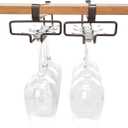 Bronze Glass Holder under Cabinet, Hanging Stemware Rack under Shelf, No Screw No Drill Glass Storage Organizer, Set of 2