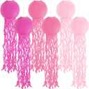 Set of 6 Hanging Jellyfish Paper Lanterns Blue Jellyfish Decor for The Sea Ocean Party, Mermaid Birthday Decoration, Baby Shower, Nautical Events (Pink)