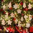 Soaoo 24 Pcs Gingerbread Cookie Ornaments, Gingerbread Ornaments for Christmas Tree, Mini Snowflake Reindeer Hanging Christmas Decorations for Xmas Tree Winter Holiday Crafts, 6 Designs