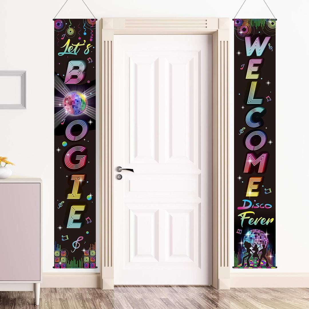 Blulu 70s 80s Party Decoration 90s 80s Banner I Love 1980s Backdrops Back to The 1980s 1970s Hanging Porch Signs for Wall Door Decor Hip Hop Rock Neon Disco 90s Birthday Party Supplies(70s Disco Fever)