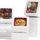 RomanticBaking 101PCS 5x5x2 Inch Cookies Boxes with Clear Window for Bakery, Strawberries, Chocolate Bomb, Cakesickle, Mini Cake, Cinnamon Roll