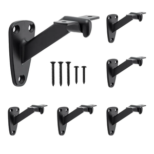 HOME MASTER HARDWARE Handrail Stair Brackets, 6 Pack Heavy Duty Hand Rail Bracket for Stairways Handrail, Staircase Bracket, Matte Black