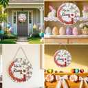 Wooden 3D He is Risen Easter Decor, Easter Door Decorations Religious Christian Welcome Sign for Front Door, Home Spring Wreath & Garland Cross Sign, Wall Hanger