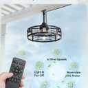 LEDIARY 22" Outdoor Ceiling Fans with Light, Waterproof Gazebo Fan with Hanging Hook, Plug in Ceiling Fan with Remote,Caged Ceiling Fan with 6 Speed Timer for Patio, Porch, Pergola, Black