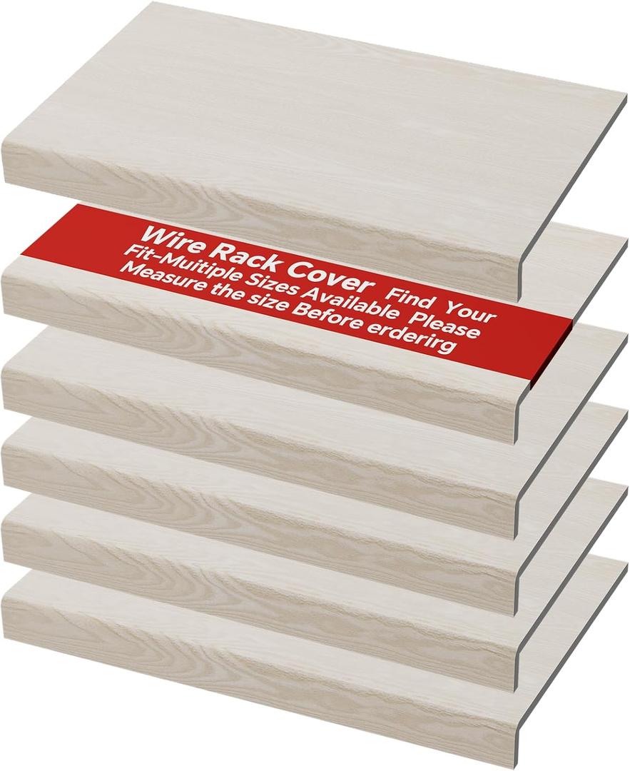 6-Pack PVC Composite Board Wire Rack Covers for Pantry - Imitation Wood-Look 33x16 Inch, Closet, Bathroom, Waterproof Scratch Resistant Easy Install, Wood Shelf Covers for Wire Shelving,White
