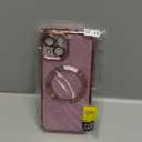 DOMAVER for iPhone 14 Case with Magnetic [Compatible with MagSafe] Luxury Clear Glitter Bling Shockproof Protective Cover Full Camera Lens Protector Women Girls- Pink