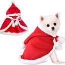 Christmas Puppy Cloak Santa Cat Costume Xmas Dog Cape Holiday Pet Clothes Funny Dog Christmas Costume Accessories for Cats (Red, Medium)