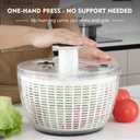 Ourokhome 6.3 QT Salad Spinner with Fully Removable Lid, Large Lettuce Dryer with One-Hand Press Pump, Instant Stop Brake Button and Retractable Handle, Vegetable Washer & Spinner for Greens and Herbs
