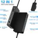 New Surface Dock Triple Displays Dual HDMI+VGA with Power Adapter,12 in 1 Surface Docking Station for Surface Pro 12/11/10/9/8/X/7/6/5/4/3,Surface Laptop 7/6/5/4/3/2/1,Surface Book Go