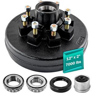 Trailer Brake Drum 12"x2" Heavy Duty 8 on 6.5" Bolt Circle for 7000 lbs Axle Trailer Brake Hub 008-219-04, 22004k
