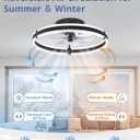 ZMISHIBO Ceiling Fans with Lights and Remote, 19.7'' Low Profile Ceiling Fan, 3000-6000K Dimmable Modern Flush Mount LED Fan Light, 6 Wind Speeds, Black Fandelier Ceiling Fans for Bedroom
