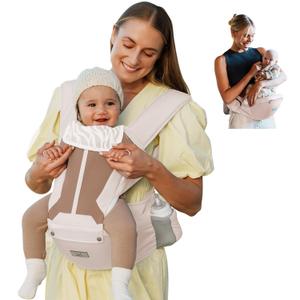MOMTORY Baby Carrier Newborn to Toddler, 6-in-1 Baby Carrier Plus Size Friendly, Comfy and Supportive, Adjustable Detachable Infant Baby Hip Seat Carrier for 7-50lbs (Pink)