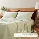 DAPU Pure Linen Sheets Set, 100% French Linen from Normandy, Breathable and Durable for Hot Sleepers, 4 Pcs Set - 1 Flat Sheet, 1 Fitted Sheet, 2 Pillowcases (Sage Green, Queen)