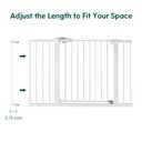 BABELIO Metal Baby Gate Dog Gate, 2.75inch White Extension, Extra Wide Pet Gate for Stairs & Doorways, Pressure Mounted Walk Thru Child Gate with Door, NO Need Tools NO Drilling,28" Tall