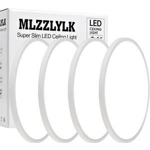 4PK 15.8 inch LED Flush Mount Ceiling Light Fixture,36W Super Slim LED Ceiling Light 3600LM,3000K/4000K/6000K CCT Selectable,Close to Ceiling Round Flat Panel light for Bedroom,Kitchen,Hallway