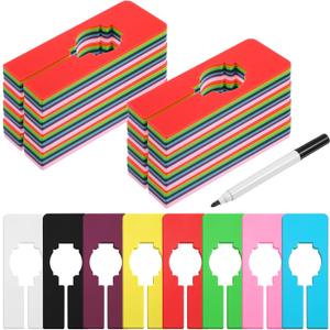 72 Pcs Hanging Closet Size Dividers with 2 Pcs Bonus Marker, 8 Colors Reusable Plastic Writable Rectangular Dividers Separators For Clothing Racks, Closet Organization, and Retail Store