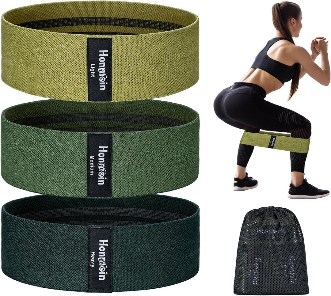 Resistance Bands for Working Out, 3 Levels Exercise Bands Workout Bands Set for Women Men, Hip Legs Booty Bands for Home Fitness, Gym, Yoga, Pilates (Green)