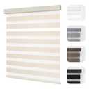 Joydeco Cordless Zebra Blinds for Windows, Dual Layer Light Control Window Blinds with Light-Proof Aluminum Cover, Free-Stop Roller Shades for Home & Office (Beige,33" W x 75" H)