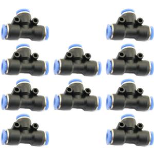 DGZZI Pneumatic Tee Union Connector 10PCS 1/4" Tube OD Union Tee Type Plastic Quick Push to Connect Tube Fitting