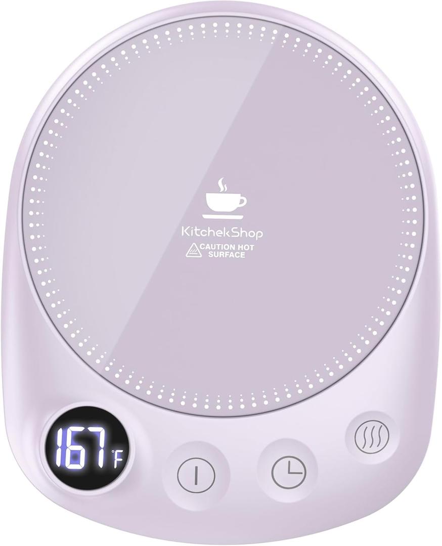 Coffee Mug Warmer - Fastest Heating & Highest Temperature, Coffee Cup Warmer for Desk Auto Shut Off, 4 Temp Settings & 1-12H Timer, Smart Electric Beverage Warmer for Coffee, Tea (Purple)