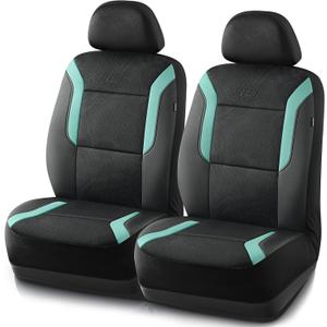 Skechers Memory Foam Car Seat Covers, Air Cool Mesh Thick Seat Covers, Car Seat Covers Front Seats Airbag Compatible, Automotive Comfort Protection for Most Cars, Van, Trucks, SUVs, Green