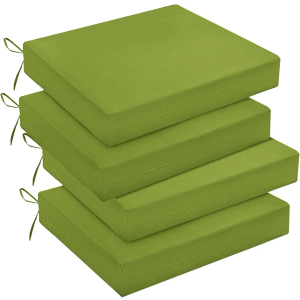 Outdoor Chair Cushions Set of 4 for Patio Furniture, Water-Resistant Square Corner Patio Chair Cushions with Ties, High Density Foam Outdoor Seat Cushion, 18.5" X 16" X 3", Sage Green