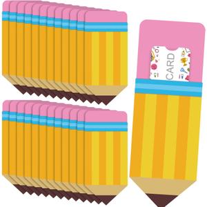 Hillban 24 Pcs Pencil Gift Card Holder for Back to School Teacher Gift Coffee Money Sleeves Thank You Teacher Greeting Cards Bulk Money Holder for First Day of School Party Coworker Staff