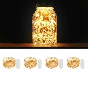 MUMUXI 4 Pack 3.3ft Fairy String Lights Battery Operated, Mini LEDs for Party Wedding Centerpiece Decorations, Crafts, Mason Jar Firefly Lights, Warm White (Copper)