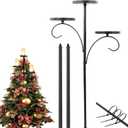 Black Triple Tree Topper Candelabra, Christmas Tree Toppers Shelf - 3 Tier Candle Holder, Unique Candelabra Decor for Holiday (90cm/ 35.4 inch)