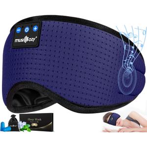 MUSICOZY Sleep Headphones Bluetooth 5.4 Headband Breathable Sleeping Headphones, Wireless Music Eye Mask Earbuds Earphones for Side Sleepers Men Women Air Travel Cool Tech Gadget Gifts