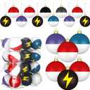 24 Pcs 2.4 Inch Christmas Tree Ball Ornaments Cartoon Hanging Ornaments Plastic Christmas Winter Balls Decor for Xmas Trees Holiday Party Favors Home Decor(Lightning)