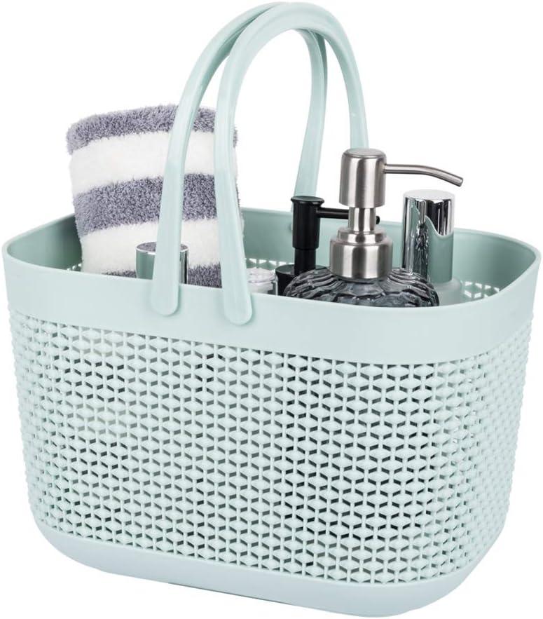 UUJOLY Plastic Organizer Storage Baskets with Handles, Shower Caddy Bins Organizer for Bathroom and kitchen (Blue) (1 Pack, Green)