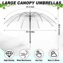 Reginary 100 Pack Clear Wedding Umbrellas Bulk Transparent Auto Open Stick Windproof Waterproof Large Canopy Umbrella with White European J Hook Handle for Wedding Bride Groom Photography Golf
