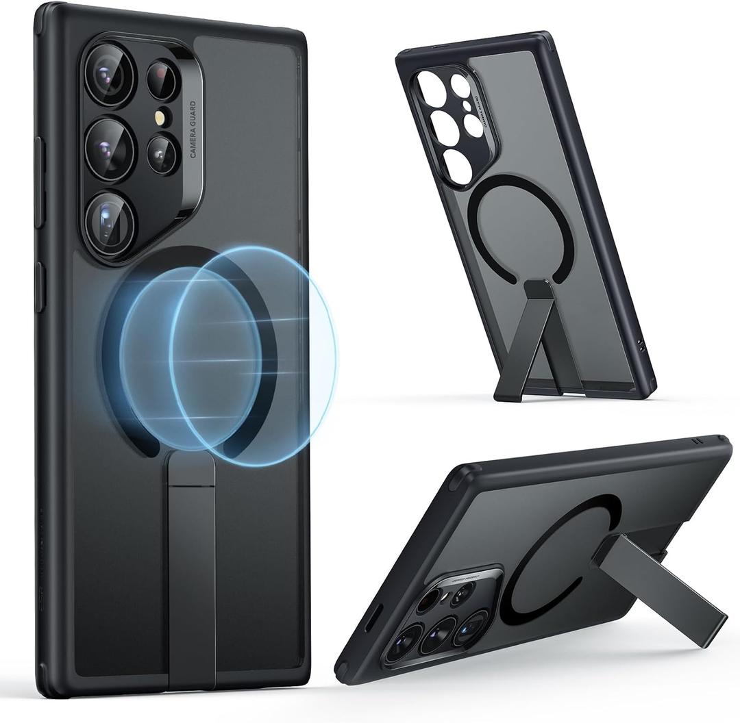 ESR for Samsung Galaxy S24 Ultra Magsafe Case with Kickstand, Wireless Charging Compatible with Magnetic, 3 Stand Modes, Military-Grade Protection, Shockproof Case Slim Fit for S24 Ultra, Black