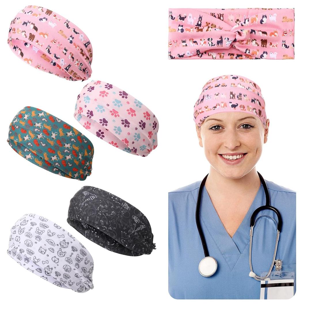 20 Pcs Nurse Headbands with Soft Twist Knotted Dog Headband Vet Tech Supply Veterinary Technician Decorations for Nurse Veterinarian Receptionist Vet Assistant Pet Lovers
