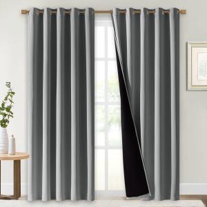 NICETOWN Full Shade Curtain Panels, Pair of Energy Smart & Noise Blocking Out Blackout Drapes for Dining Room Window, Thermal Insulated Guest Room Lined Window Dressing(Silver Grey, 70 x 84 inch)