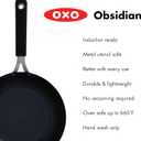 OXO Obsidian Pre-Seasoned Carbon Steel, 12" Wok Pan with Removable Silicone Handle Holder, Induction, Oven Safe, Black