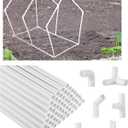 Sawysine 102 Pcs DIY PVC Projects Set Included 60 Pcs 24 Inch PVC Pipe and 42 Connection Pipe Fittings for Spring, Home, Greenhouse, Garden, Farm, Workshop, Summer(White,3/8 Inch)