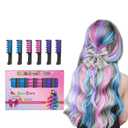 New Hair Chalk Comb Temporary Hair Color Dye for Girls Kids with Light Color Hair, Washable Hair Chalk for Girls Age 4 5 6 7 8 9 10 Birthday Cosplay DIY Christmas (Blue & Pink & Purple)