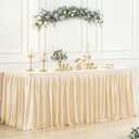 6ft Spandex Champagne Tablecloth for Rectangle Tables Fitted Open Back Washable and Wrinkle Resistant Stretch Rectangular Champagne Ruffle Table Cloth Cover for Event Wedding Banquet and Parties
