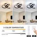 10 Inch Modern Ceiling Light, 24W LED Dimmable Ceiling Light with Remote Control, 3000-6000K Color Temperature Adjustable, Black Small Chandelier for Bedroom, Entryway, Hallway, Kitchen